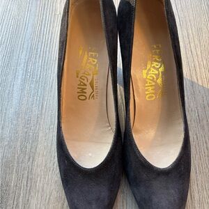 Salvatore Ferragamo Black Suede Heels